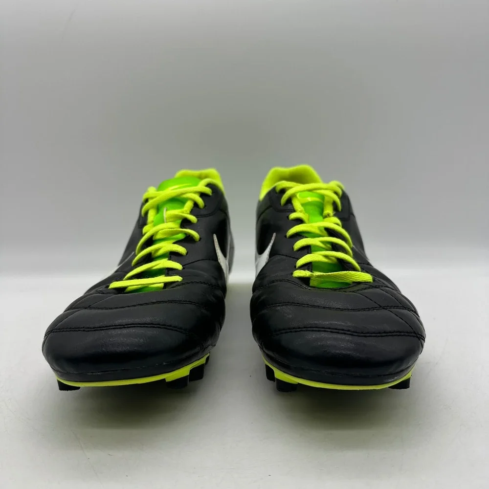 Nike 509038-013 Mens Size 12 Tiempo Natural IV FG Black/Green Soccer Cleats